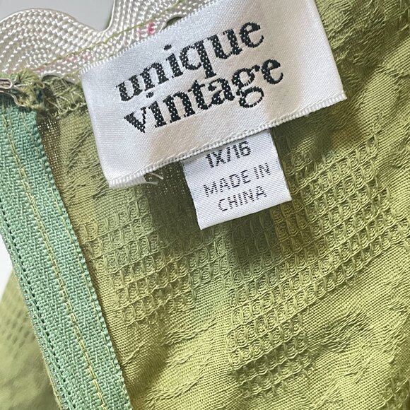 Unique Vintage 1950s Green Boatneck Ricrac Swing DressSz 1X #28 - Picture 5 of 6